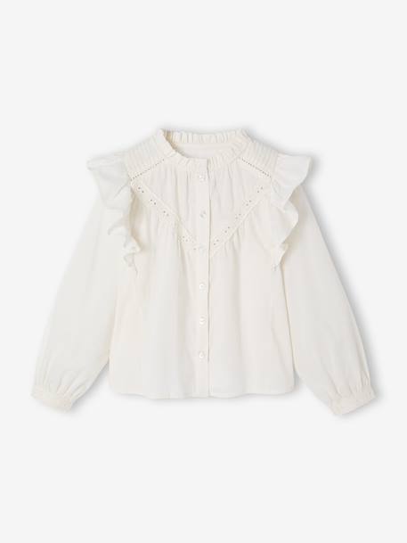 Fille-Chemise, blouse, tunique-Chemise fille à volants 