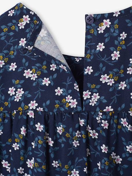 Robe à smocks motifs fleurs fille encre+marine+vanille - vertbaudet enfant 