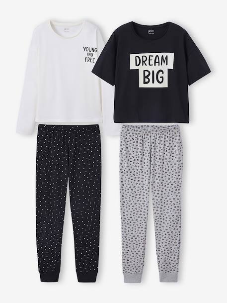 Fille-Pyjama, surpyjama-Lot 2 pyjamas fille léopard et pois 