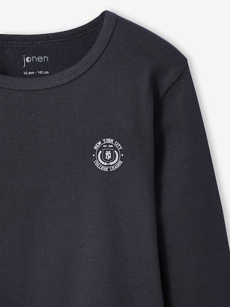 Cropped shirt met lange mouwen voor meisjes JONEN antraciet+marineblauw - vertbaudet enfant 