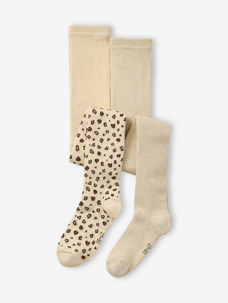 Set van 2 paar panty's voor meisjes goudbeige - vertbaudet enfant 