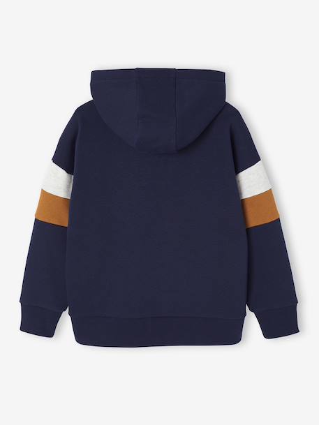 Sweat garçon à capuche motif placé blanc chiné+lichen+marine+noix de pécan - vertbaudet enfant 