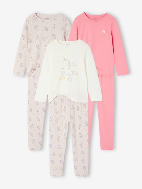 Set van 3 pyjama's voor meisjes Eenhoorns ecru - vertbaudet enfant 