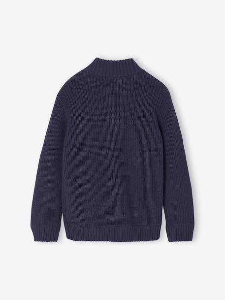 Vestje met opstaande kraag en lange mouwen voor jongens groen+marineblauw - vertbaudet enfant 