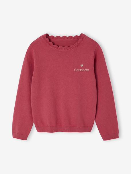 Pull fille personnalisable framboise+gris chiné+marine+vert de gris - vertbaudet enfant 