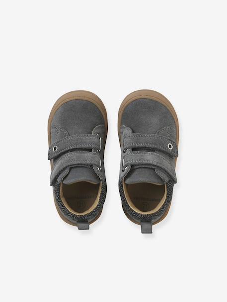 Babyslofjes van zacht leer met antislip blauw+bruin+chocoladebruin+felblauw+groen+jeansblauw+karamel+okergeel+saliegroen+veel bruin+zandbeige - vertbaudet enfant 