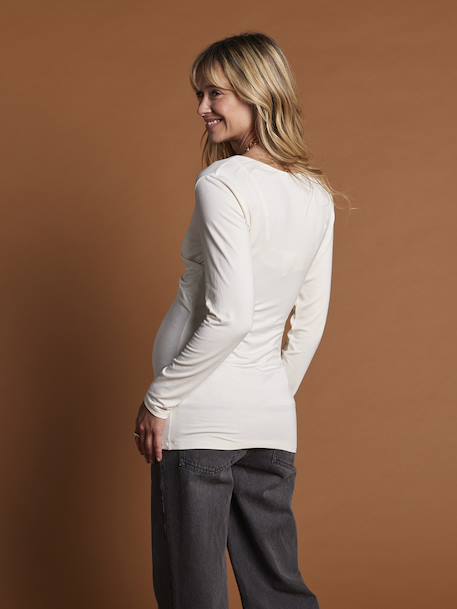 Set van 2 T-shirts voor zwangerschap en borstvoeding van Fiona ENVIE DE FRAISE ecru+zwart - vertbaudet enfant 