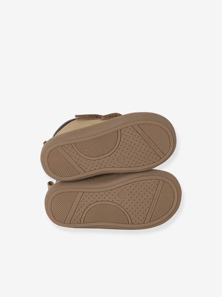 Babyslofjes van zacht leer met antislip blauw+bruin+chocoladebruin+felblauw+groen+jeansblauw+karamel+okergeel+saliegroen+veel bruin+zandbeige - vertbaudet enfant 