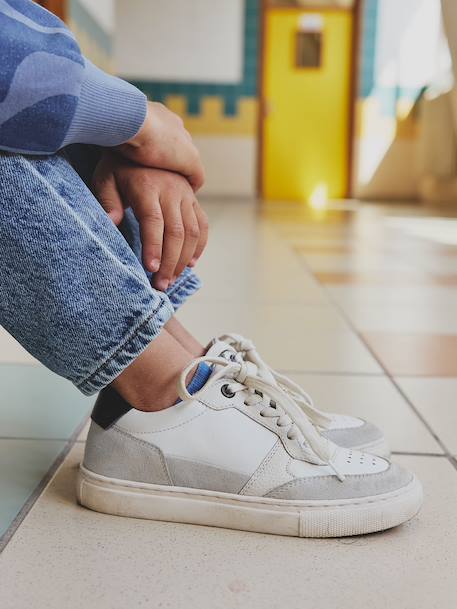 Gestoffeerde en geritste leren manden voor kinderen veel wit - vertbaudet enfant 