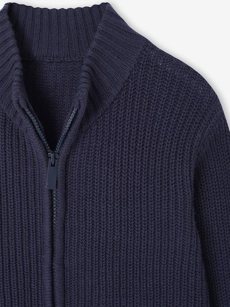 Vestje met opstaande kraag en lange mouwen voor jongens groen+marineblauw - vertbaudet enfant 