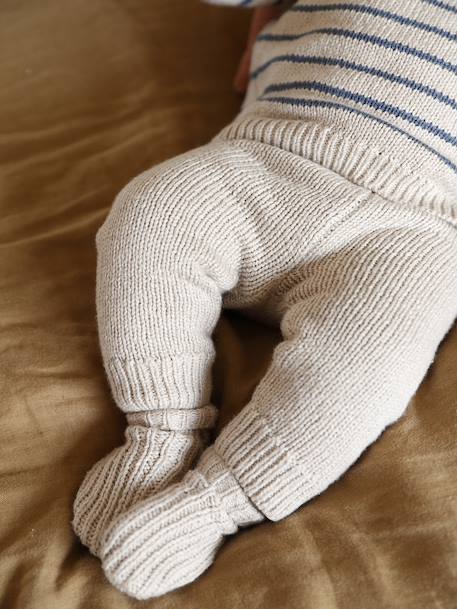3-delig babypakje met gebreide trui + broek + sokken gemêleerd beige - vertbaudet enfant 