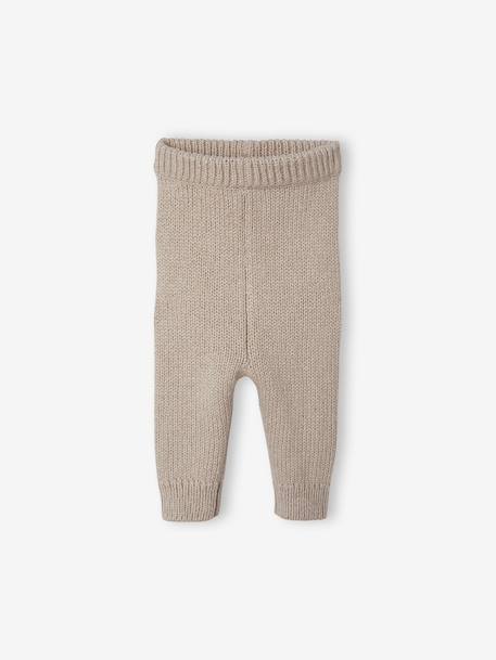 Ensemble 3 pièces naissance en tricot pull + pantalon + chaussettes beige chiné - vertbaudet enfant 