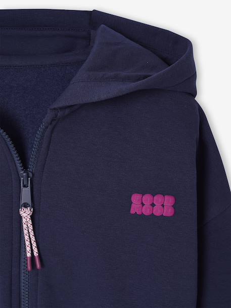 Sweat court zippé fille marine+rose - vertbaudet enfant 