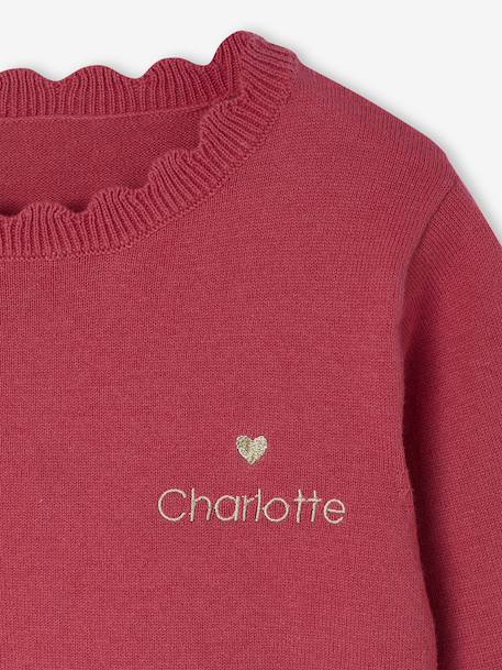 Pull fille personnalisable framboise+gris chiné+marine+vert de gris - vertbaudet enfant 