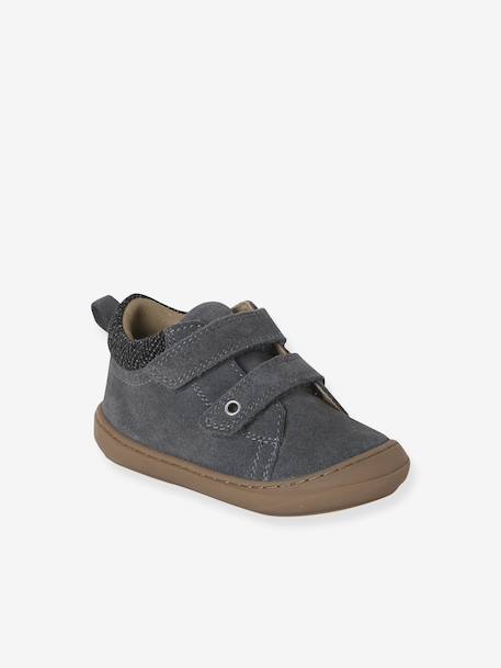 Babyslofjes van zacht leer met antislip blauw+bruin+chocoladebruin+felblauw+groen+jeansblauw+karamel+okergeel+saliegroen+veel bruin+zandbeige - vertbaudet enfant 