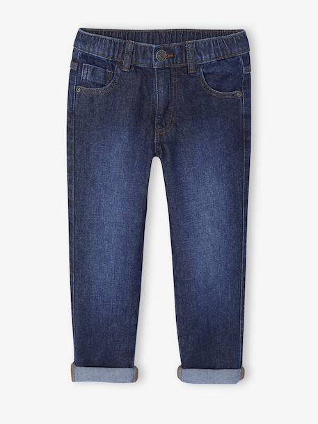 Elastische en verstelbare jeans met wijde pijpen ongewassen denim+stone - vertbaudet enfant 