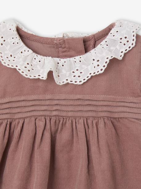 Ensemble naissance robe en velours + collants blush - vertbaudet enfant 