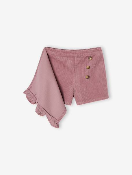 Jupe-short fille en velours effet portefeuille bleu canard+rose+rouge+vert anglais+vieux rose - vertbaudet enfant 