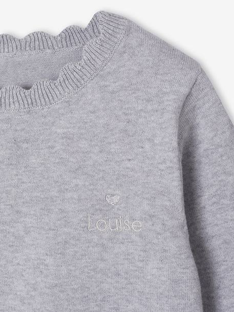 Pull fille personnalisable framboise+gris chiné+marine+vert de gris - vertbaudet enfant 