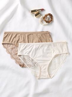 Vêtements de grossesse-Lingerie-Lot 2 culottes de grossesse en microfibre et dentelle