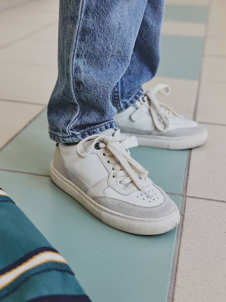 Baskets enfant garçon cuir lacets élastiqués et zippées lot blanc - vertbaudet enfant 