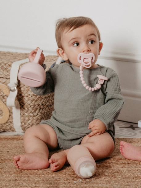 Attache-sucette silicone Colour Essence beige+bleu ciel+rose pâle+vert - vertbaudet enfant 