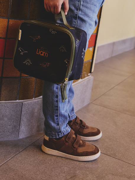Leren kindersneakers met klittenband bruin - vertbaudet enfant 
