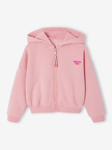 Sweat court zippé fille marine+rose - vertbaudet enfant 