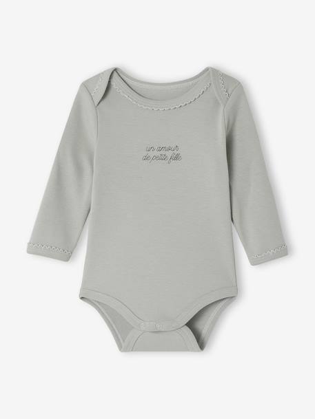 Set van 3 body's voor pasgeborenen met Amerikaanse opening saliegroen - vertbaudet enfant 