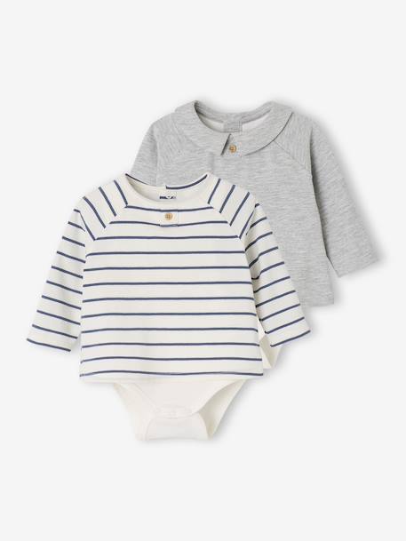 Set van 2 body's babypakje 2-in-1 gemêleerd grijs - vertbaudet enfant 