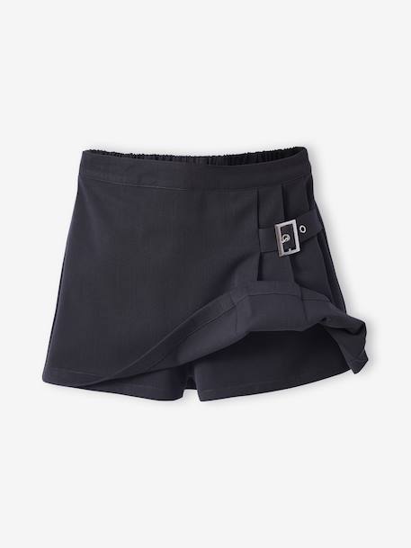 Jupe-short plissée fille anthracite - vertbaudet enfant 