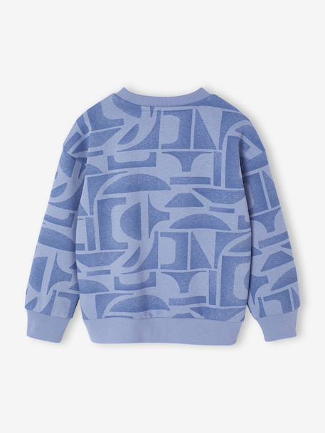 Sweater voor jongens met all-over print HAPPY LA blauw, bedrukt - vertbaudet enfant 
