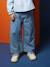 Jean fille large charpentier bleu clair+bleu moyen+denim gris - vertbaudet enfant 