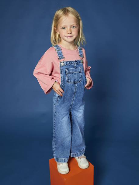 Fille-Salopette, combinaison-Salopette fille large en denim 