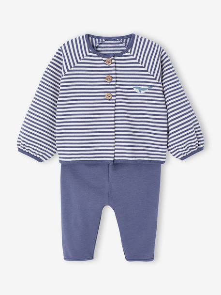 Gewatteerde babypakje vestje + broek blauw+ecru - vertbaudet enfant 