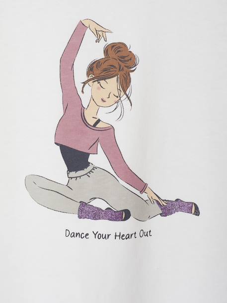 T-shirt met dansmotief voor meisjes met lange mouwen ecru - vertbaudet enfant 