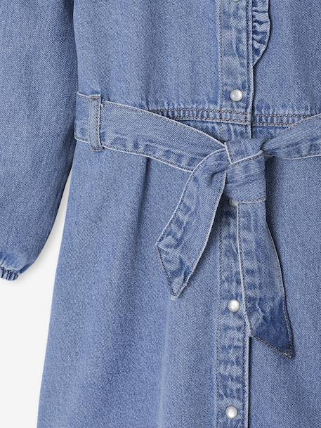 Jurk in fantasie jeans voor meisjes middenblauw - vertbaudet enfant 