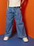 Wijde jeans met plooien voor meisjes denimgrijs+middenblauw - vertbaudet enfant 