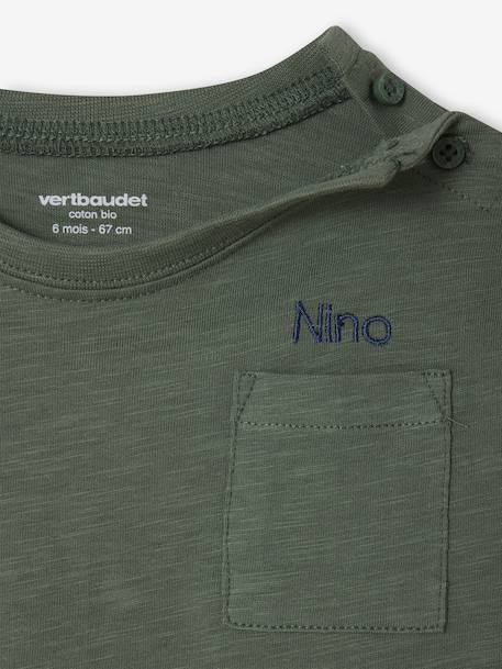 T-shirt bébé Basics personnalisable manches longues boutonné sur l'épaule vert - vertbaudet enfant 