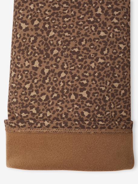 Wijde fleece legging voor meisjes bruin, bedrukt+marineblauw - vertbaudet enfant 