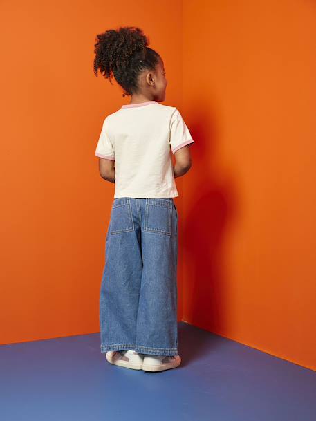 Jean fille large à pinces bleu moyen+denim gris - vertbaudet enfant 