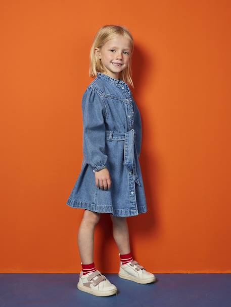 Robe fille en jean bleu moyen - vertbaudet enfant 