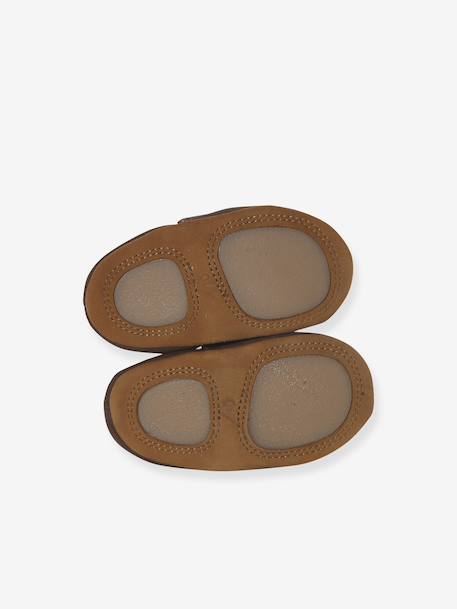 Chaussons élastiqués en cuir souple bébé lot marron+marron imprimé+vert imprimé - vertbaudet enfant 