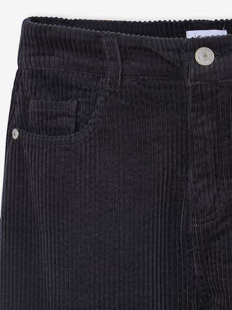 Wijde broek van ribfluweel voor meisjes JONEN antraciet+ecru - vertbaudet enfant 