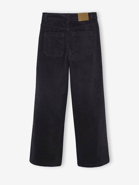 Pantalon large en velours côtelé fille anthracite+écru - vertbaudet enfant 