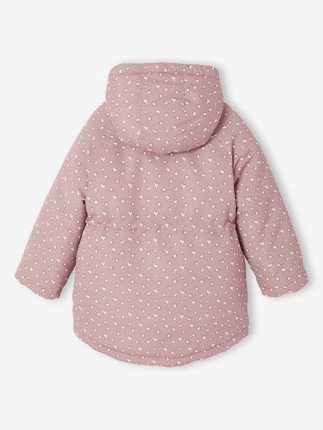 Parka fille à capuche 3 en 1 parka + veste matelassée bois de rose+marine - vertbaudet enfant 