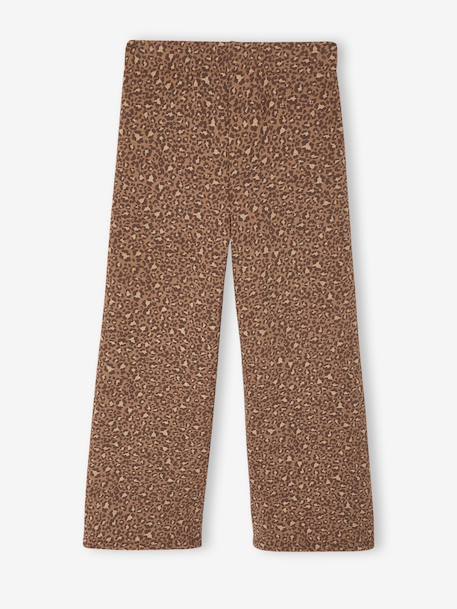 Wijde fleece legging voor meisjes bruin, bedrukt+marineblauw - vertbaudet enfant 