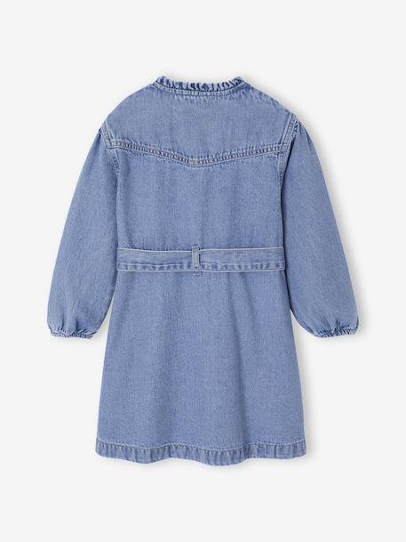 Jurk in fantasie jeans voor meisjes middenblauw - vertbaudet enfant 