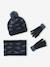 Babyset voor jongens muts + snood + wanten/handschoenen « Dinos » marineblauw - vertbaudet enfant 