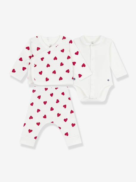 Bébé-Ensemble 3 pièces imprimé coeurs bébé cardigan cache-coeur, pantalon et body